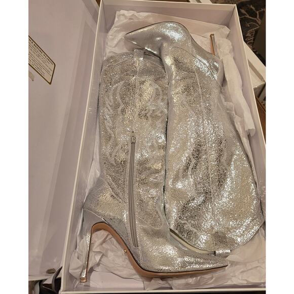 RAYE Bronco Boot in Silver Metallic Cowboy EUC Size 7 - Picture 6 of 10